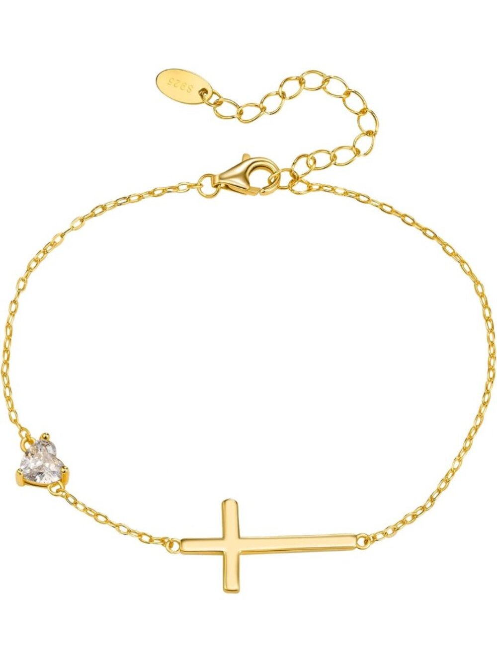 Elegant S925 Cross Bracelet for Women - 18K Gold Birthstone Religious Gift